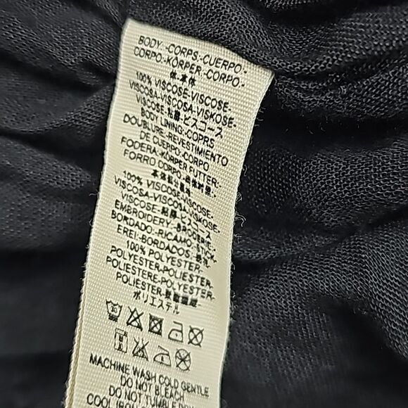 Free People Black Oxford Embroidered Long‎ Sleeve Back Cut Out Mini Dress Size S - Picture 5 of 8